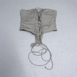 MARS THE LABEL Beige Lace-Up Zip Corset Top US Size 12